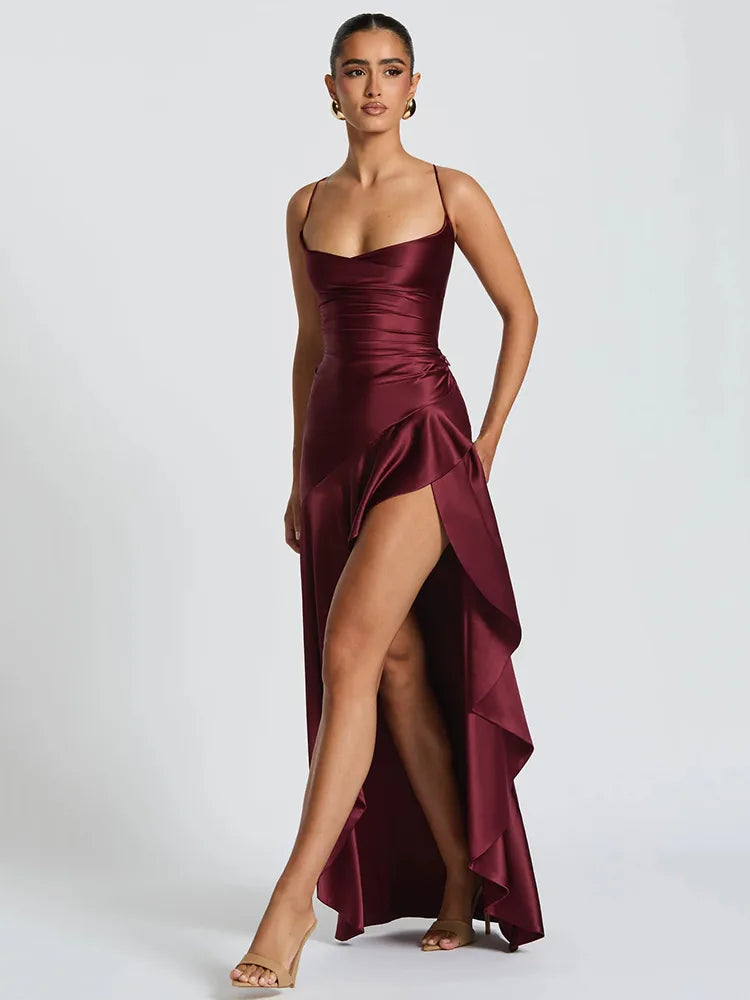 Garnet High-Slit Gown