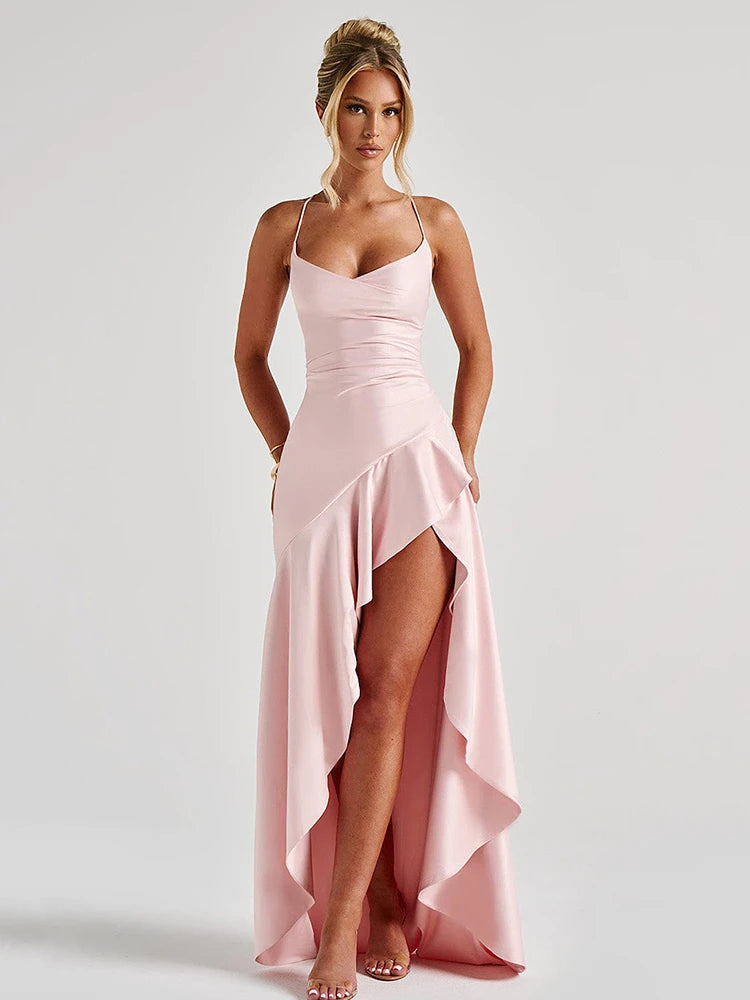 Garnet High-Slit Gown