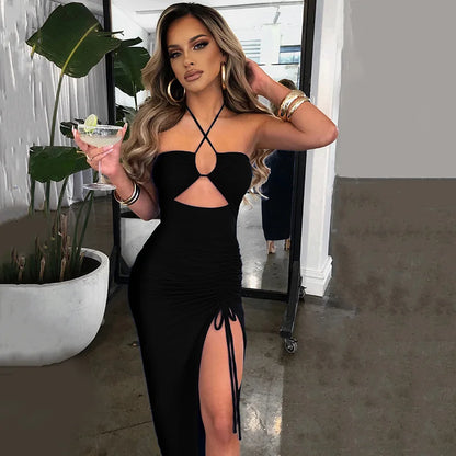 Midnight Ruched Bodycon Dress