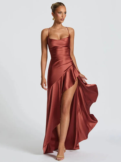 Garnet High-Slit Gown