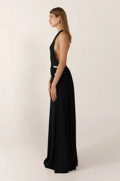Mocha One-Shoulder Draped Dress