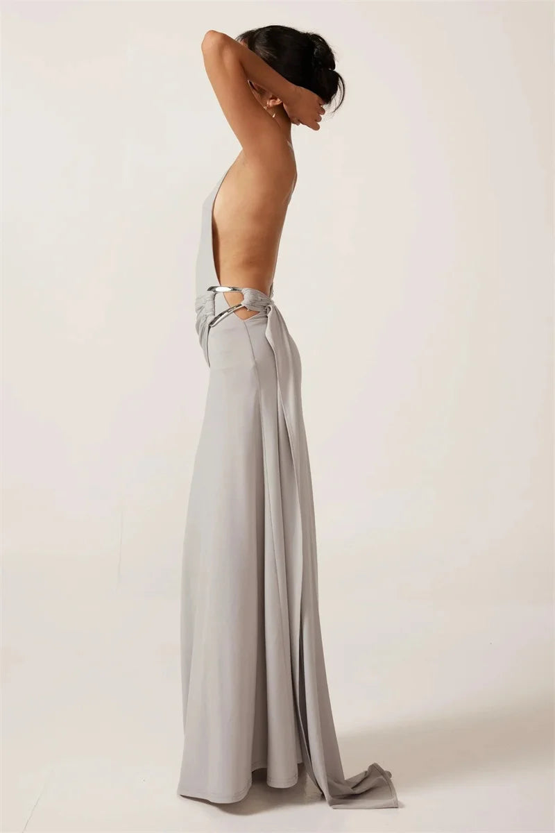 Mocha One-Shoulder Draped Dress