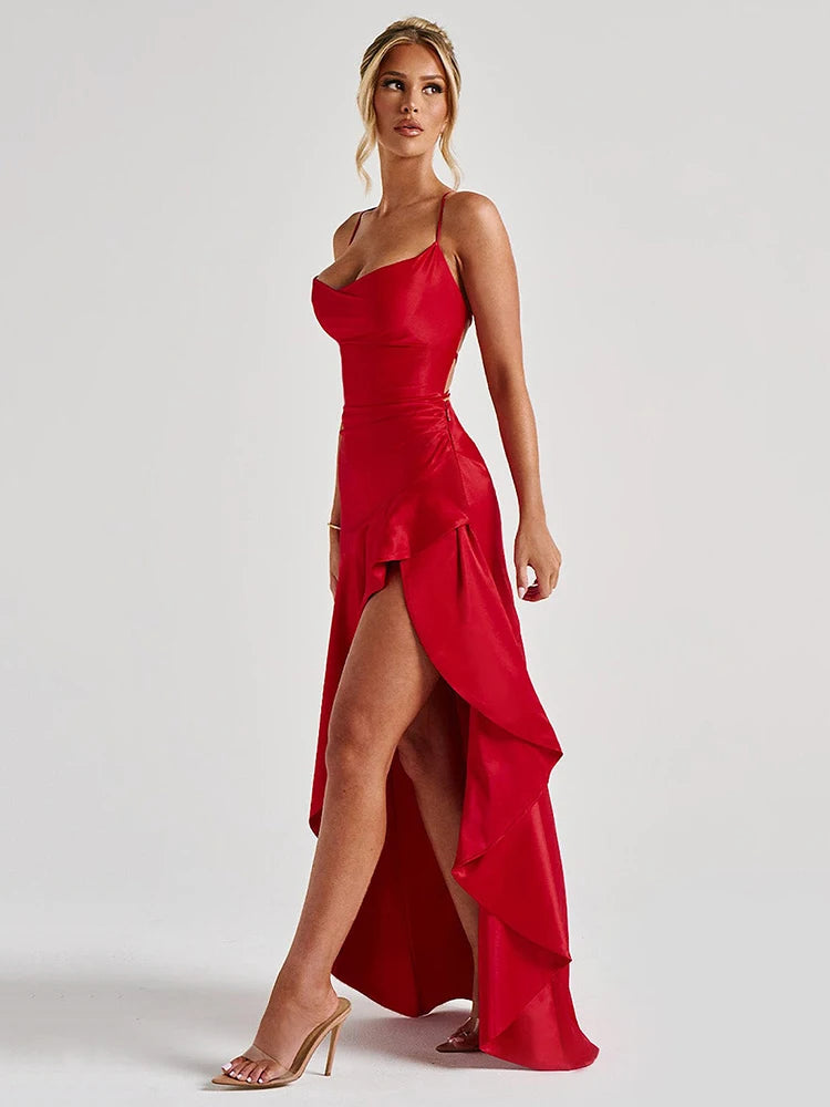 Garnet High-Slit Gown